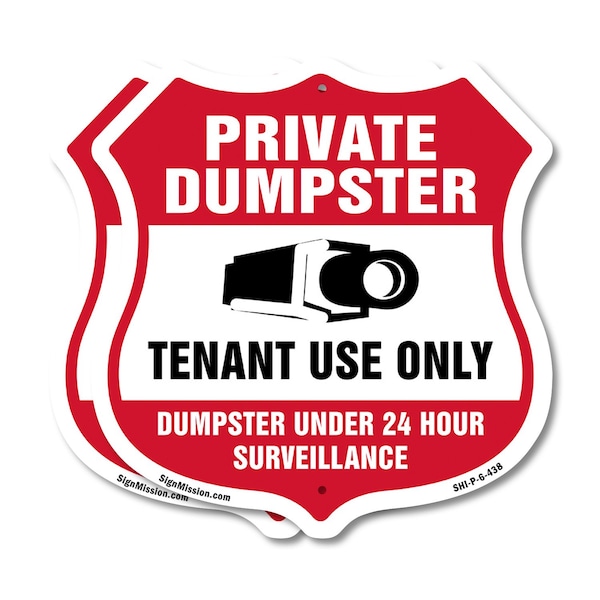 Signmission Private Dumpster Shield Sign Tenant Use, 6 inch X 6 inch, Plastic Sign, 2PK SHI-P-2PACK-6-438 - main