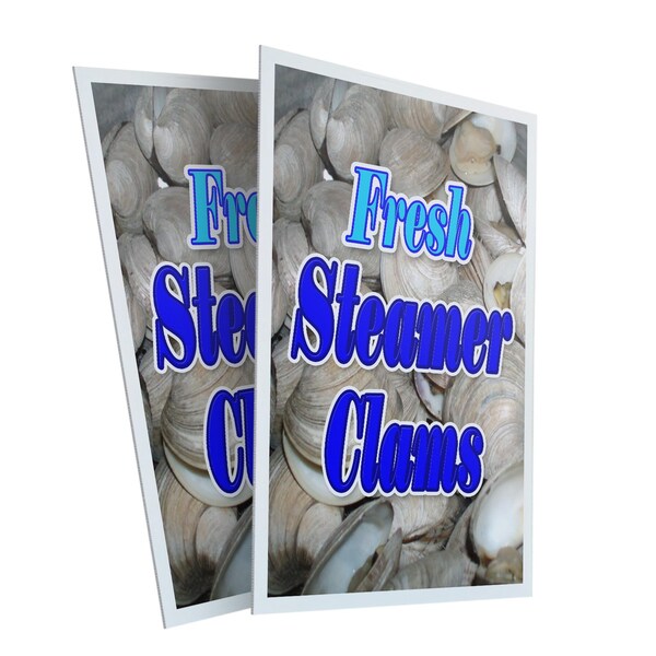 Signmission Fresh Steamer Clams, Plastic Signs Only 24 Inch x 36 Inch, Corrugated Plastic, 2PK CSB-2436-2PACK-Fresh Steamer Clams - main