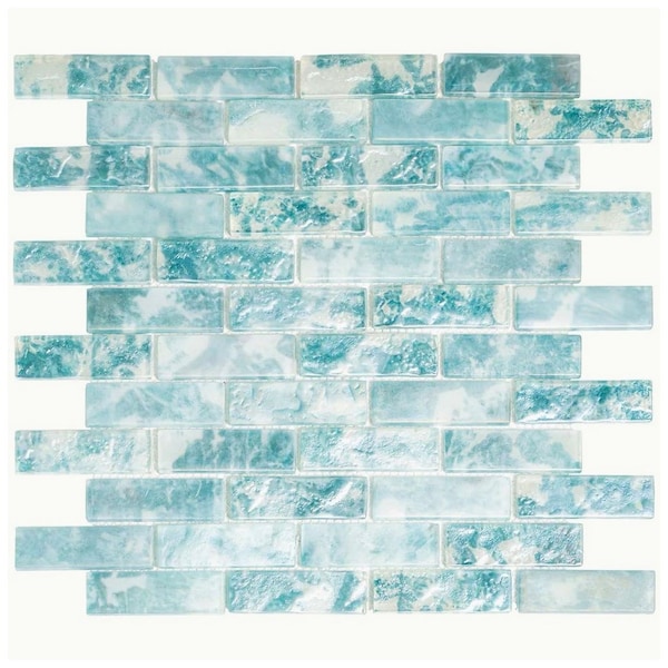 Apollo Tile Verre 11.7 in. x 11.7 in. Matte Blue Glass Mosaic Wall and Floor Tile 9.5 sq ft/case - 10 pack SEA88BR06AQA - main