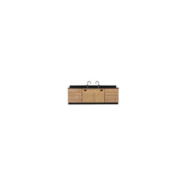 Diversified Spaces Wall Service Bench, Oak, Wood Frame, 108 in W, Red 3246K - main