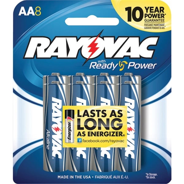 Rayovac Alkaline PDQ Tray of Carded AA Batteries 815-8CTF2 - main
