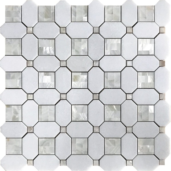 Apollo Tile Pearl White 12x12 Thassos, Shell Floor and Wall Mosaic Tile 5.17 sqft/case, 5PK APLALA88S10A - main