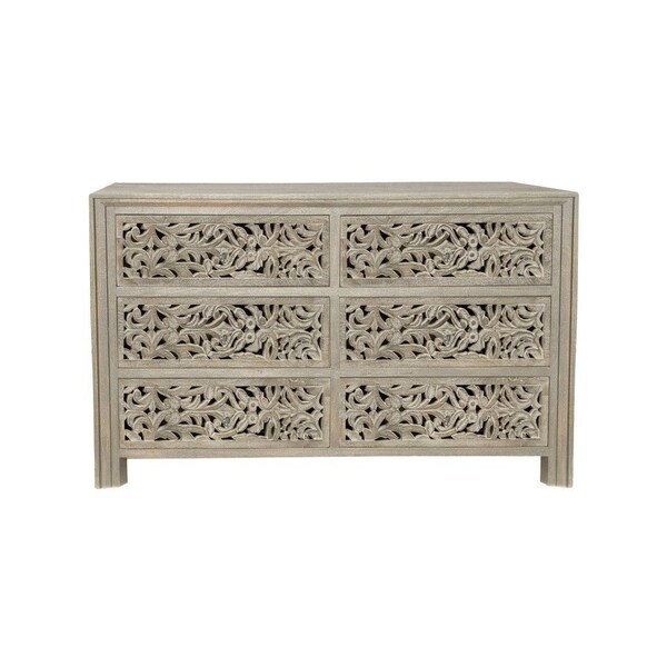 Homeroots 57" Gray Solid Wood Six Drawer Dresser 569588 - main