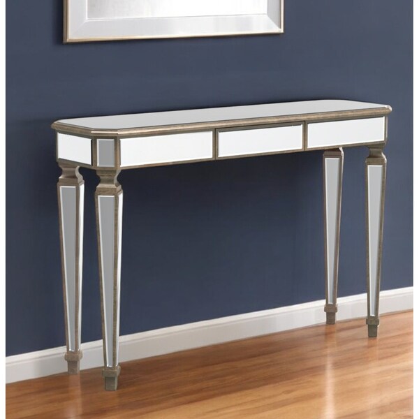 Homeroots 47" Silver and Gold Mirrored Glass Console Table With Drawer 568868 - main
