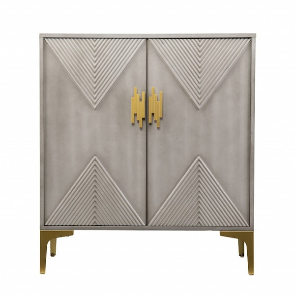 Homeroots 32in Gray Solid Wood Sideboard with Two Doors 401698 - main