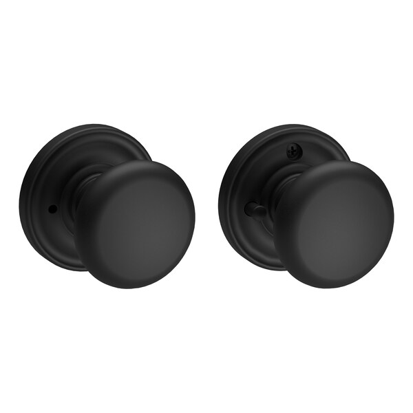 Baldwin Privacy Round Knob and Traditional Round Rose with 6AL Latch and Dual Strike Satin Black Finish PVROUTRR190 - main