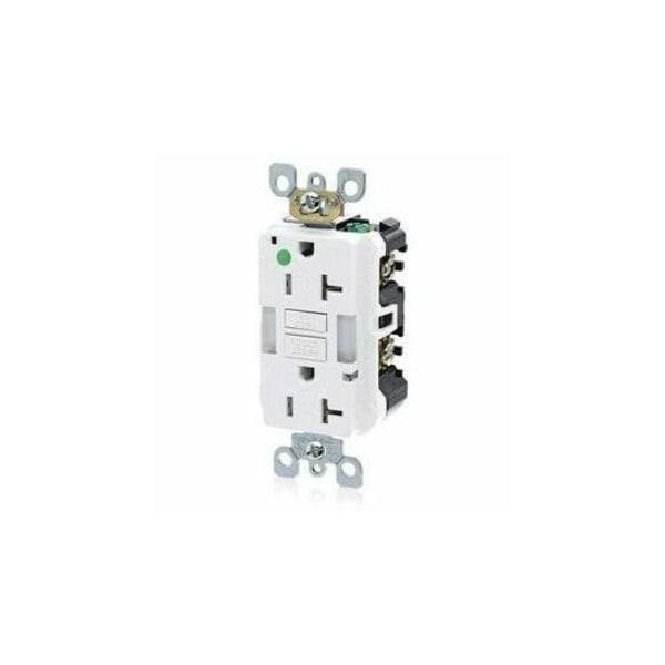 Leviton GFIRcptcl, 20A, 125VAC, Wht, Polycarbonate GFNL2-HGW - main