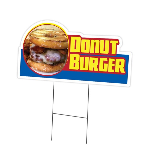 Signmission Donut Burger Die Cut Yard Sign & Stake outdoor plastic coroplast window, C-DC-1824-DS-Donut Burger19 C-DC-1824-DS-Donut Burger19 - main