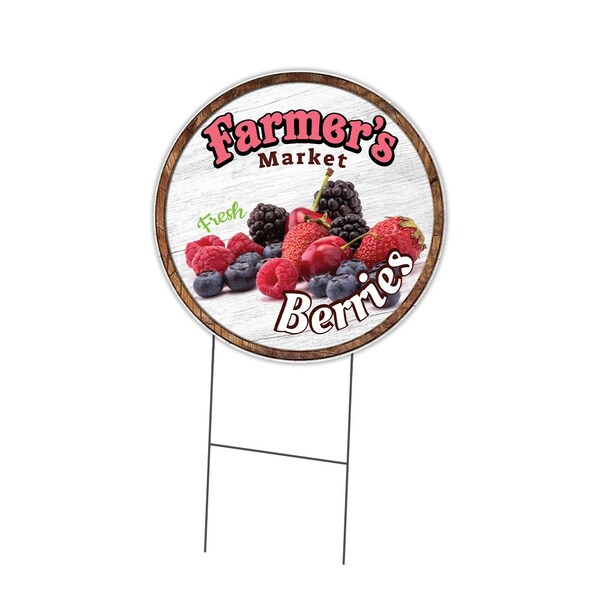 Signmission Farmers Market Berries Double Sided Corrugated Plastic Circle Yard Sign, C-16-CIR-DS-WS-Berries C-16-CIR-DS-WS-Berries - main