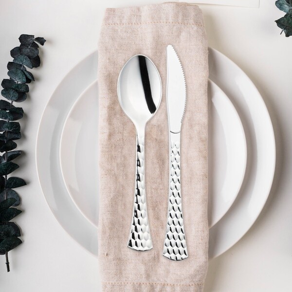 Smarty Had A Party Shiny Silver Glamour Cutlery Disposable Plastic Knives (600 Knives), 600PK 430S-KN-CASE - main