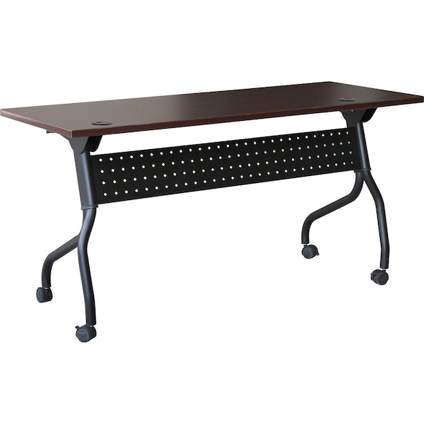 Lorell Rectangle Lorell Mahogany Flip Top Training Table, 23.6 W, 48 L, 29.5 H, Melamine Top, Mahogany LLR59518 - main