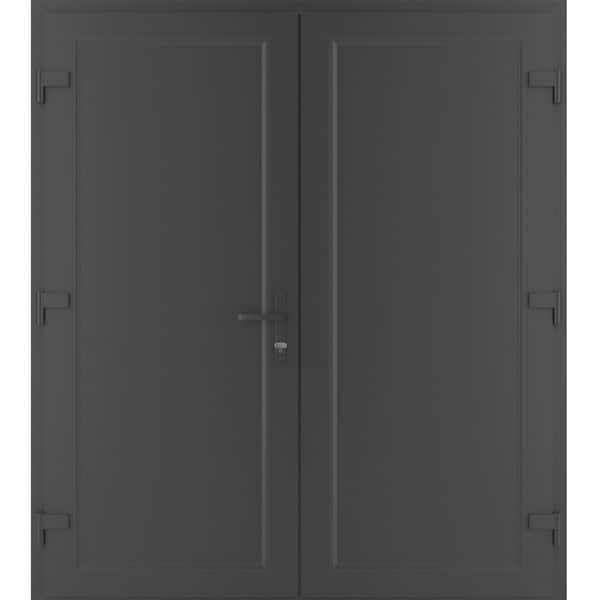 Vdomdoors Front Exterior Prehung Metal-Plastic Double Doors / MANUX 8111 Antracite / Office Commercial and Re MANUX8111DEXD-ANT-RH-W72xH80 - main