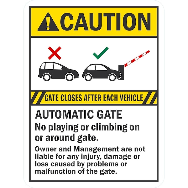 Lyle Automatic Gate Closes After Each Vehicle No Playing or, 18x24, High Intensity Prismatic, White G-10726-HI_18x24 - main