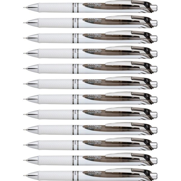 Energel Pearl Liquid Gel Pens - 0.5 mm Fine Needle Pen Point - Refillable - Retractable - Black Ink, 12PK BLN75PW-A - main