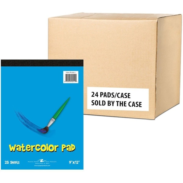 Roaring Spring Case of Kids Watercolor Paper Pad, 9"x12", 25 sht of 100 lb Paper with Vellum Finish, Top Bound, PK24 52511CS - main