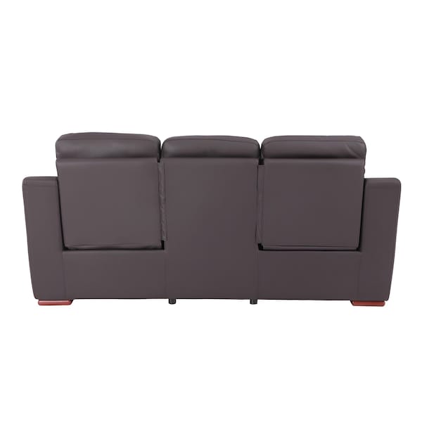Homeroots 90" Brown Faux Leather Sofa 343838 - main
