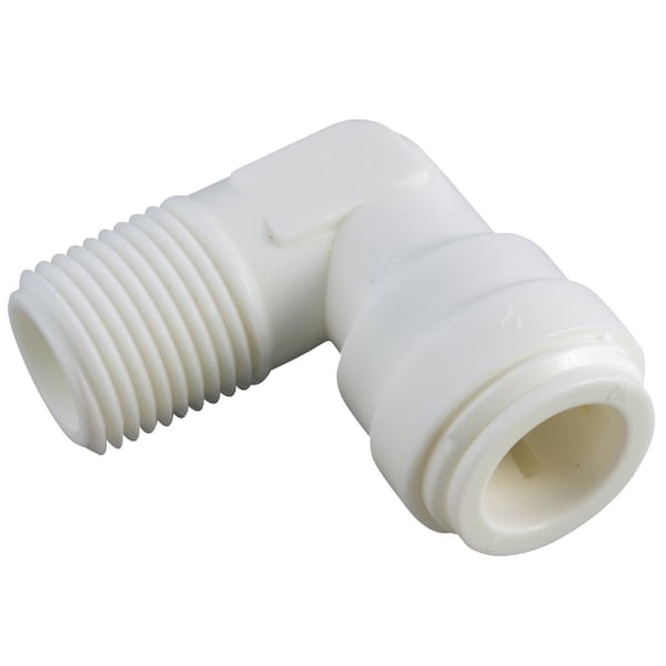 Anderson Metals 3/8'' OD x 1/4'' MPT 90 Deg. Push-in Male Plastic Elbow, 1/4 Bend 53069-0604 - main