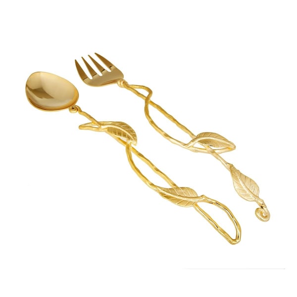 Classic Touch Decor Classic Touch Wooden Salad Servers with Gold Handle, Set of 2 SSL947G - main