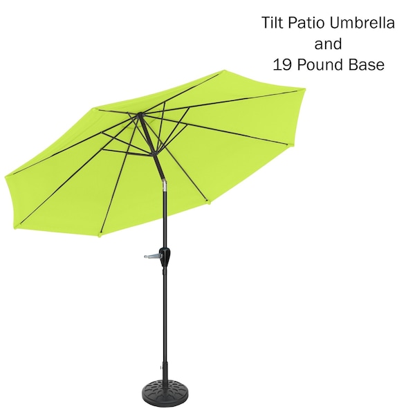 Pure Garden 10-Foot Outdoor Tilting Patio Umbrella and Base, Lime 50-100-LGB - main