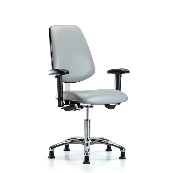Blue Ridge Ergonomics Clean Room Chair Vin Desk Chair, Med, Bk, Gld, Dov, CL100, Adjustable Arms, 18" to 23" Height, Vinyl BR-NCR-VDHCH-MB-CR-T1-A1-RG-8567 - main