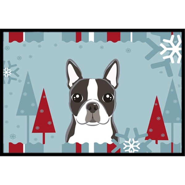 Carolines Treasures BB1699JMAT Winter Holiday Boston Terrier Indoor & Outdoor Mat, 24 x 36 in. BB1699JMAT - main