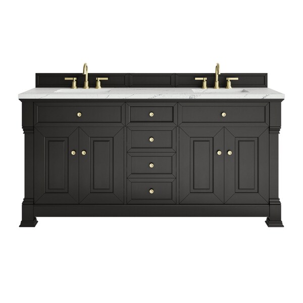 James Martin Vanities Brookfield 72 in. Double Vanity, Black Onyx w/ 3 CM Ethereal Noctis Silestone Top 547-V72-BKO-3ENC - main