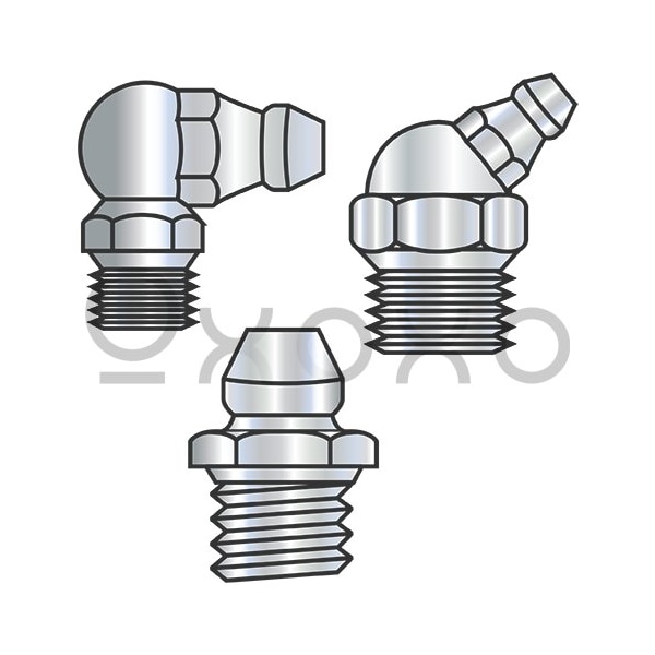 Oxoxo 1/8-27X.750 Grease Fitting 7/16 Hex, 1/8-27 SPL Pipe Thread Zinc ROHS Hole Size .373-.380, 500PK 521830 - main