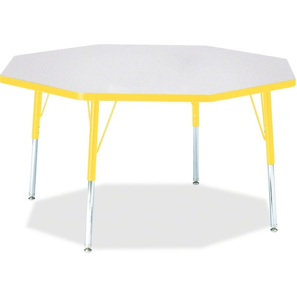 Jonti-Craft Berries Octagon Activity Table, 48 in. x 48 in., E-height, Freckled Gray/Yellow/Gray 6428JCE007 - main