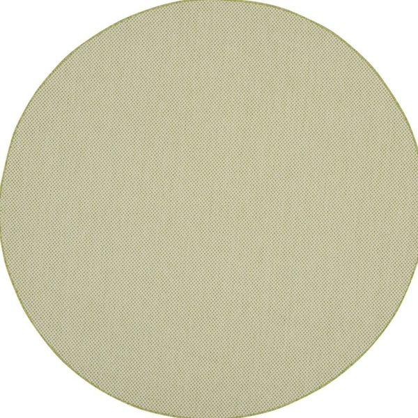 Homeroots 8' Ivory And Green Round Geometric Indoor Outdoor Area Rug 552333 - main