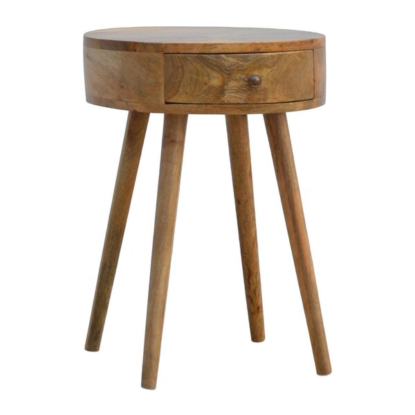 Homeroots 22" Oak Solid Wood Round Two Drawer Nightstand 722530 - main