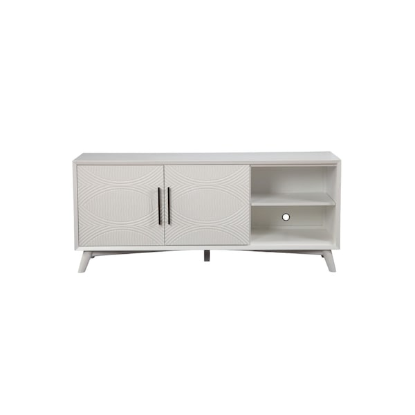 Homeroots 64in White Pine Solid Wood Open Shelving TV Stand 404257 - main