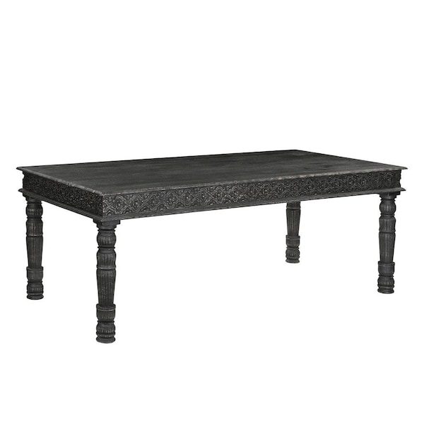 Homeroots 84" Black Solid Wood Dining Table 521840 - main