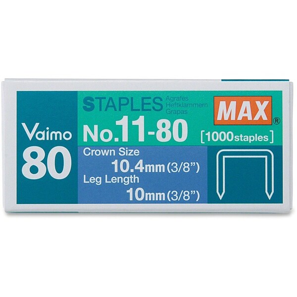 Max Vaimo 80 Stapler Replacement Staples, Gray, 1000PK MXBNO1180 - main