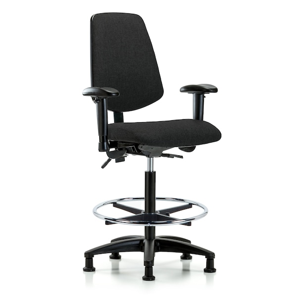 Blue Ridge Ergonomics Fab Hi Bench Chair, Med, Bk, AA, CF, Glds, Blk, 6-Way Adjustable, 26" to 35-1/2" Height, Black BR-FHBCH-MB-RG-T0-A1-CF-RG-F42 - main