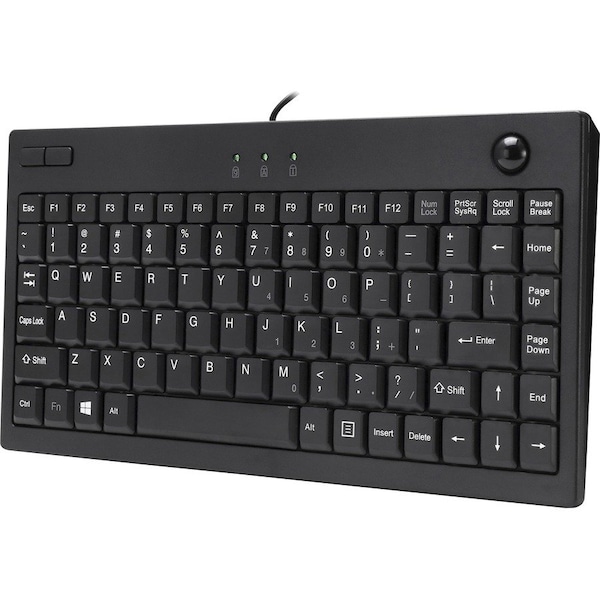 Adesso AKB-310UB Mini Trackball Keyboard - USB - 87 Keys - Black AKB-310UB - main