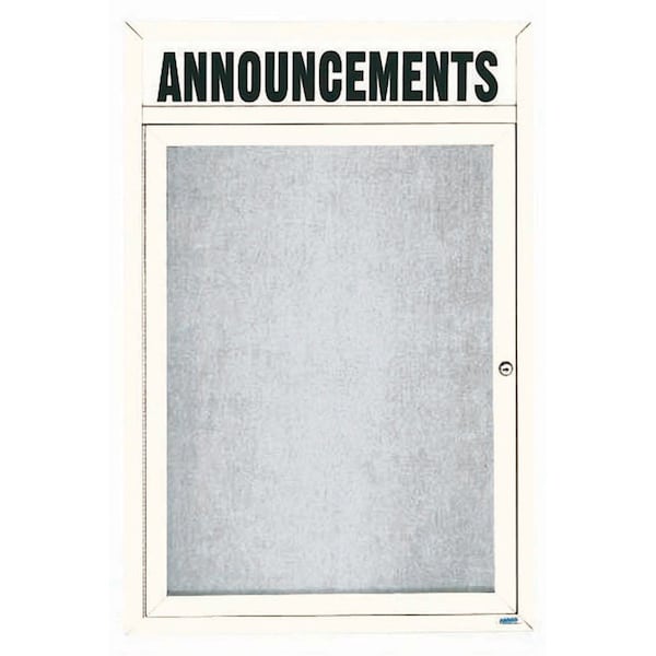 Aarco Illuminated Outdoor Enclosed Bulletin Board w/ Al Frame Header, Powder Coated White, 48''Hx36''W ODCC4836RHIW - main