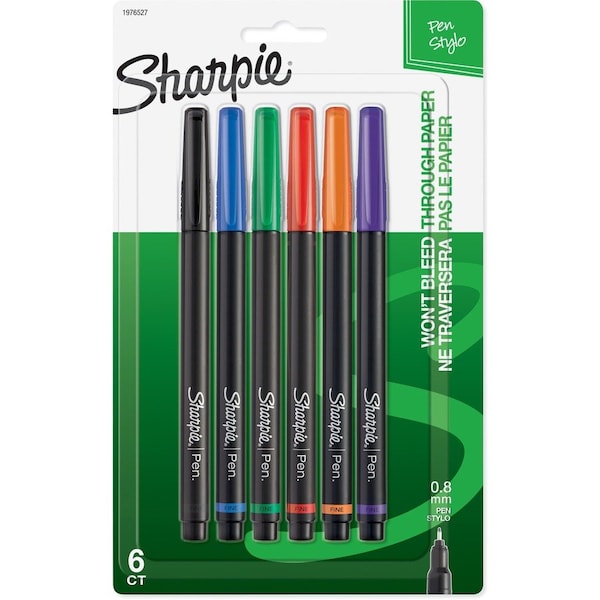 Sharpie Stick Permanent Pen Set, Fine 0.5 mm, Assorted PK6 1976527 - main