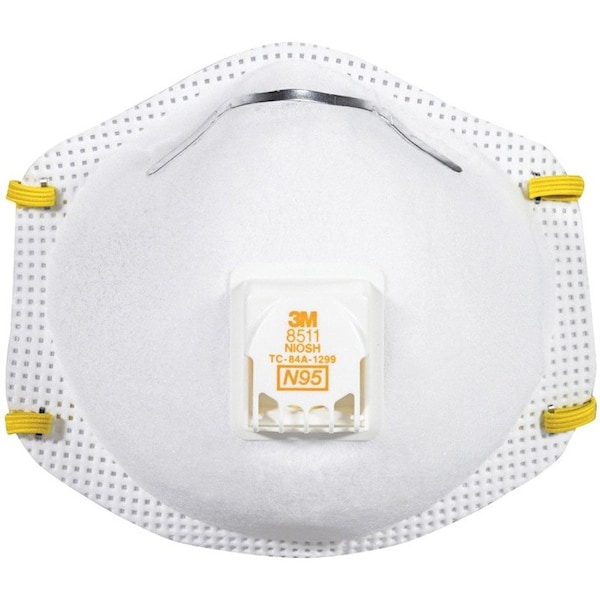 Scotch 3M N95 Sanding and Fiberglass Cup Disposable Respirator Pro-Series Valved White 10 pc 8511HB1-C-PS - main