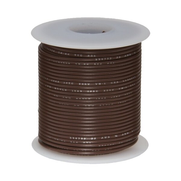 Remington Industries 26 AWG Gauge UL1061 Stranded Hook Up Wire, 300V, 0039 Diameter, Brown, 25 ft Length 26UL1061STRBRO25 - main