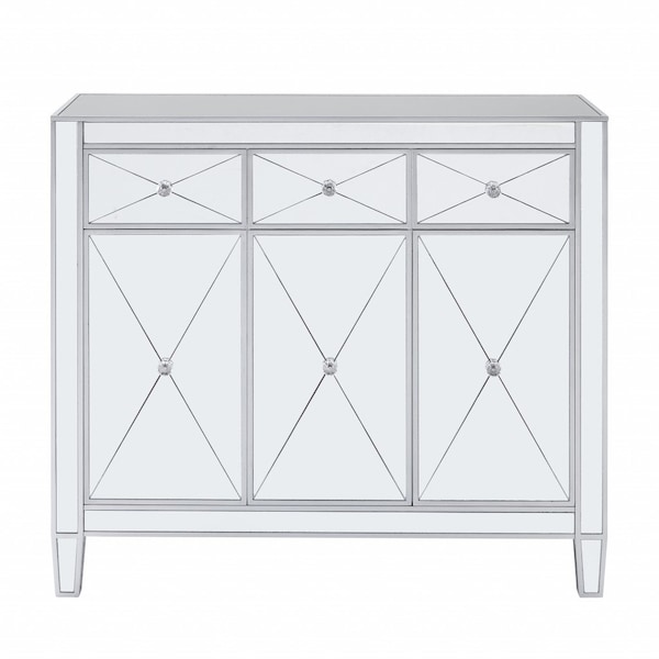 Homeroots 40in Silver Glass Three Drawer Sideboard with Three Doors 401708 - main