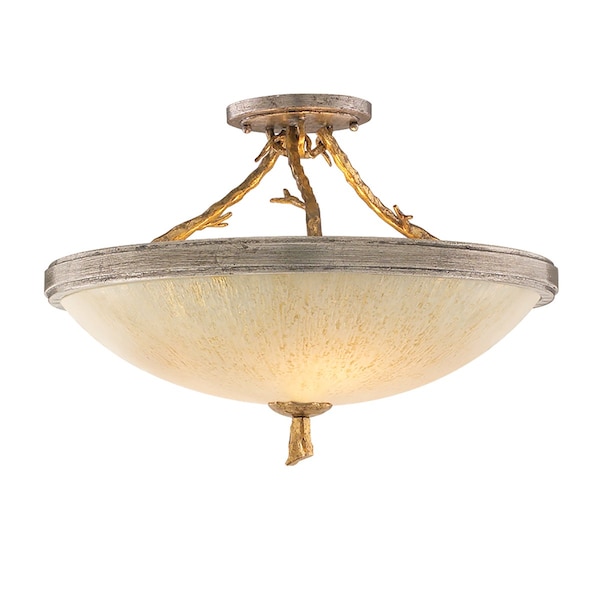Corbett Lighting Parc Royale 3 Light Semi Flush 19.25 In. Vintage Gold Leaf 66-33-VGL/SSL - main