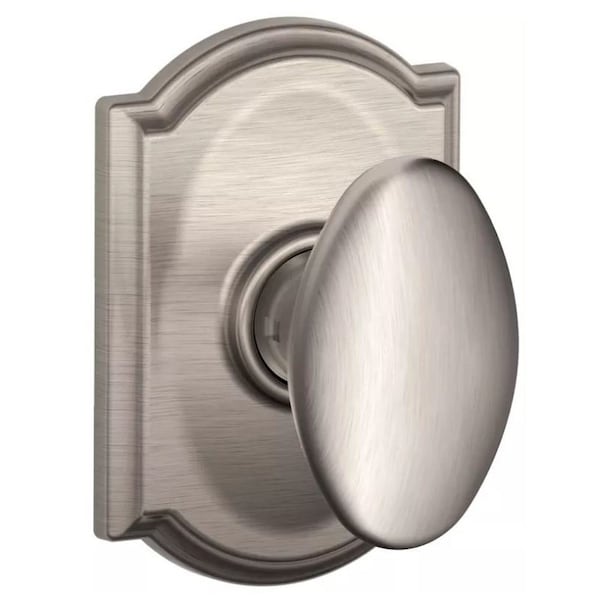 Schlage Residential Siena Knob with Camelot Rose Half Dummy Satin Nickel Finish F170SIE619CAM - main