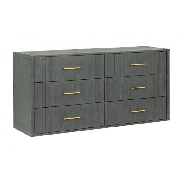 Homeroots 63" Dark Grey Solid And Manufactured Wood Six Drawer Dresser 490825 - main
