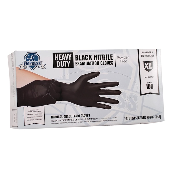 Empress Heavy Duty Nitrile Glove X-Large, Black, 5 mil Exam Grade, 1000PK ENHDBLKXL5 - main