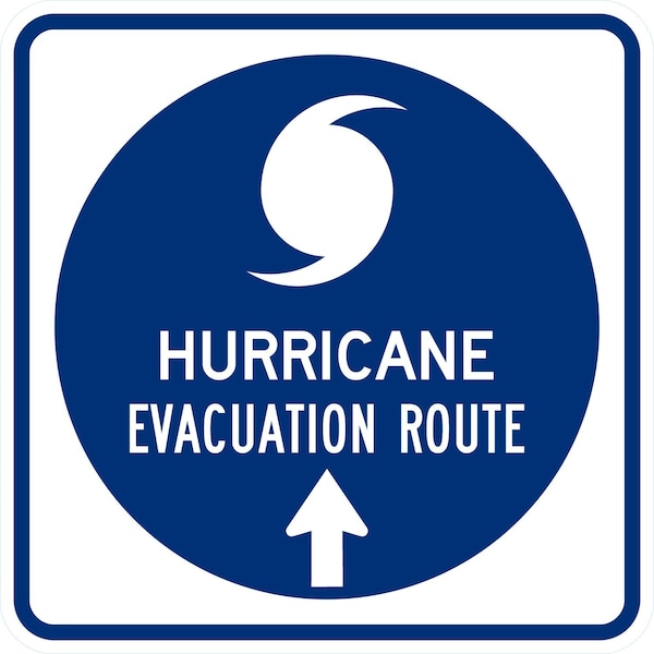 Lyle Hurricane Evacuation Route With Ahead Arrow, 24x24, High Intensity Prismatic, Blue G-13767-HI_24x24 - main