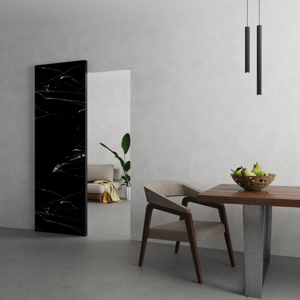 Sartodoors Hidden Barn with Black Edges - Planum 0010 Nero Marquina 36" x 96" PLANUM0010HB-B-NS804-3696 - main