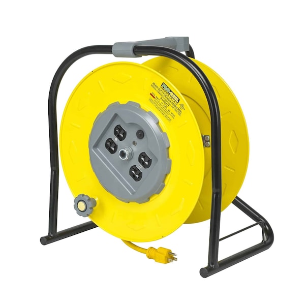 Alert Reel Mfg WrapNCarry Heavy Duty Professional Multi-Outlet Cord Storage Reel w/Circuit Breaker, Manual Wind 9100HT - main