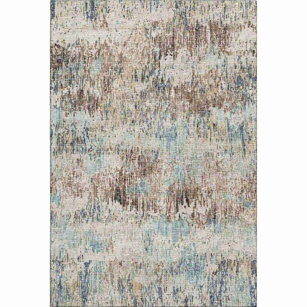Homeroots 8' X 10' Midnight Ivory And Beige Abstract Washable Indoor Outdoor Area Rug 643580 - main
