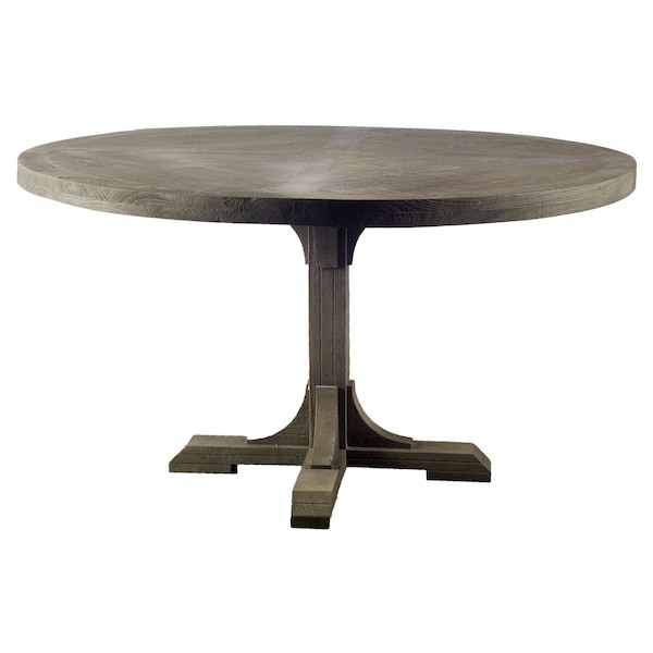 Homeroots 54" Brown Rounded Solid Wood Pedestal Base Dining Table 380460 - main