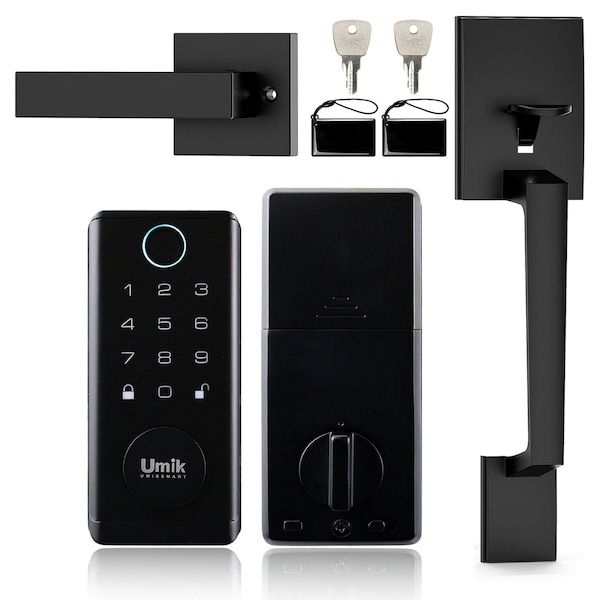 Wrightmaster 5-in-1 Aluminum Smart Pad Lock with Handle Set, App Control, Fingerprint, IC Card, Keypad, Auto-Lock ZR-D3 - main
